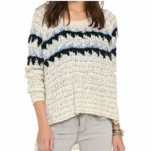 Free people knit fair isle sweater high low XS